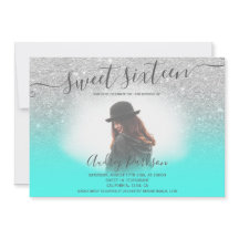 Zilverglittermunt groene kic Sweet 16 foto