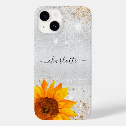 Zilverglitterzonnebloem Case-Mate iPhone Case (Achterkant)