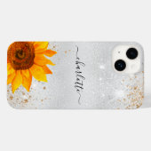 Zilverglitterzonnebloem Case-Mate iPhone Case (Achterkant (horizontaal))