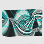 Zilvergolvende krommen onder cyaangroene rook op d golfhanddoek (Horizontaal)