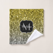 Zilvergouden donkere sparren glitter ombre Monogra Bad Handdoek (Wasdoekje)