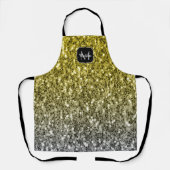 Zilvergouden donkere sparren glitter ombre Monogra Schort (Voorkant)