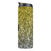 Zilvergouden donkere sparren glitter ombre Monogra Thermosbeker (Geroteerd rechts)