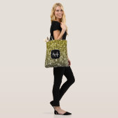 Zilvergouden donkere sparren glitter ombre Monogra Tote Bag (Op model)