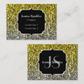 Zilvergouden donkere sparren glitter ombre Monogra Visitekaartje (Voorkant / Achterkant)