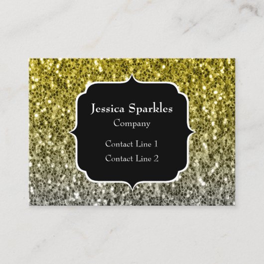 Zilvergouden donkere sparren glitter ombre Monogra Visitekaartje (Voorkant)