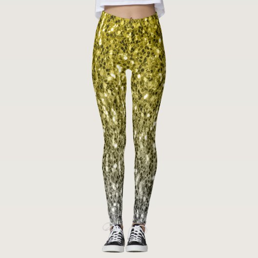 Zilvergouden donkere sparren leggings (Voorkant)