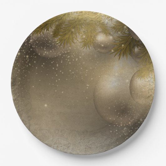 Zilvergouden ornamenten papieren bordje (Voorkant)