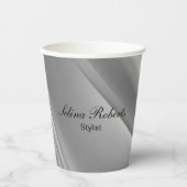 Zilvergradiëntdiagonale lijnen papieren bekers (Voorkant)