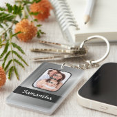 Zilvergrijs aangepaste foto sleutelhanger (Voorkant Rechts)