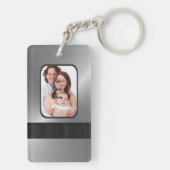 Zilvergrijs aangepaste foto sleutelhanger (achterkant)