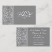Zilvergrijs Abstract Floral Design Visitekaartje (Voorkant / Achterkant)
