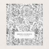 Zilvergrijs Bloemen Damasks Visitekaartje (Buitenkant ongevouwen)