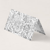 Zilvergrijs Bloemen Damasks Visitekaartje (Achterkant)