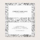 Zilvergrijs Bloemen Damasks Visitekaartje (Binnenkant ongevouwen)