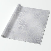 Zilvergrijs Bloemen Damast Floral Royal Monochrom Cadeaupapier (Uitgerold)
