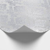 Zilvergrijs Bloemen Damast Floral Royal Monochrom Cadeaupapier (Hoek)