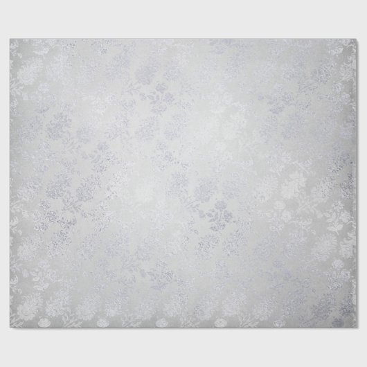 Zilvergrijs Bloemen Gevoelig Metallic Monochromati Cadeaupapier (Vlak)
