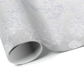 Zilvergrijs Bloemen Gevoelig Metallic Monochromati Cadeaupapier (Rol Hoek)