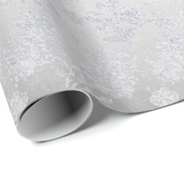 Zilvergrijs Bloemen Gevoelig Metallic Monochromati Cadeaupapier