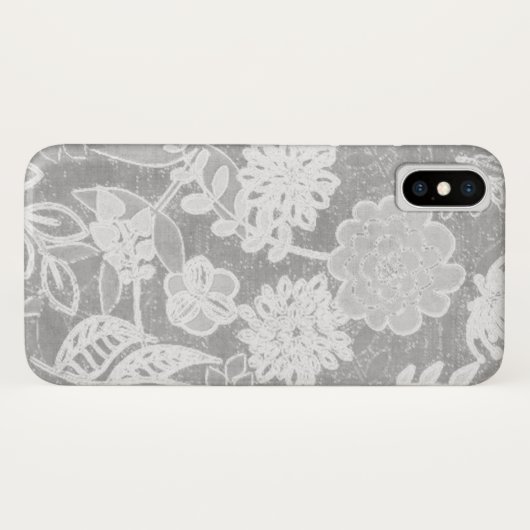 zilvergrijs bloemontwerp Case-Mate iPhone case (Achterkant (horizontaal))