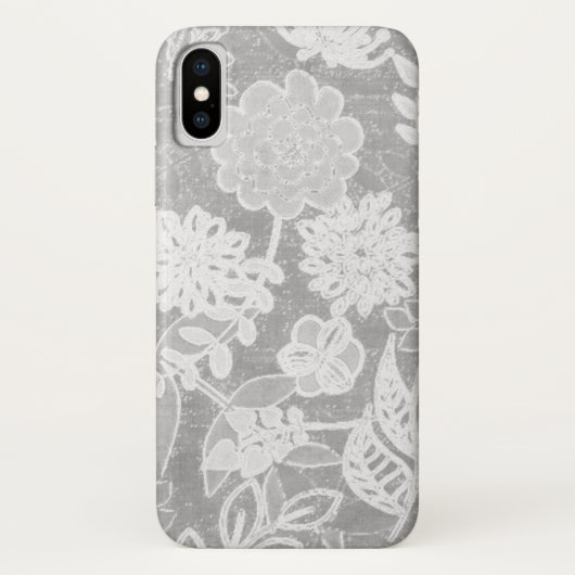 zilvergrijs bloemontwerp Case-Mate iPhone case (Achterkant)