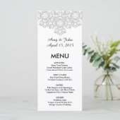 Zilvergrijs damask bruiloft menu dmask3 (Staand voorkant)