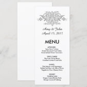 Zilvergrijs damask custom bruiloft menu damask1 (Voorkant / Achterkant)