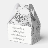 Zilvergrijs damast patroon bruiloft bedankdoosjes (Achterkant)