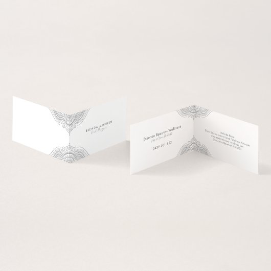Zilvergrijs elegante mandala visitekaartje (Binnen en buitenkant)