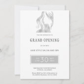 Zilvergrijs elegante schoonheidssalon grand openin kaart (Voorkant)