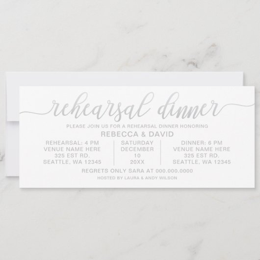 zilvergrijs en witte kalligrafie kaart (Voorkant)