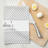 Zilvergrijs Frans Plaid Check Country Gourmet Theedoek (Quarter Fold)