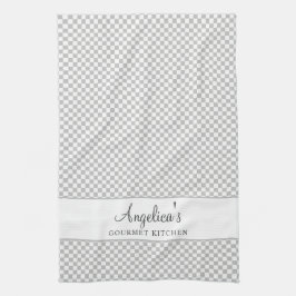 Zilvergrijs Frans Plaid Check Country Gourmet Theedoek