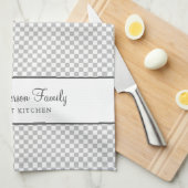 Zilvergrijs Frans Plaid Check Country Gourmet Theedoek (Quarter Fold)