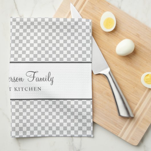 Zilvergrijs Frans Plaid Check Country Gourmet Theedoek (Quarter Fold)