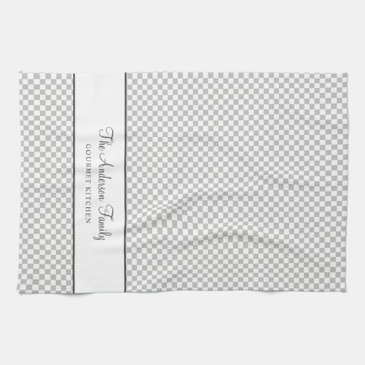 Zilvergrijs Frans Plaid Check Country Gourmet Theedoek (Horizontaal)