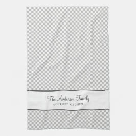 Zilvergrijs Frans Plaid Check Country Gourmet Theedoek