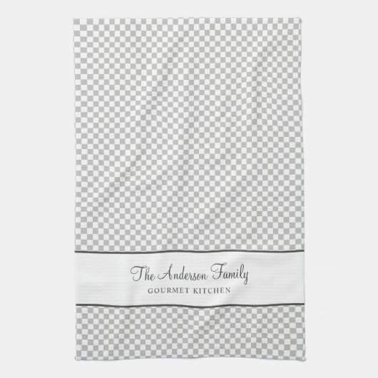 Zilvergrijs Frans Plaid Check Country Gourmet Theedoek (Verticaal)