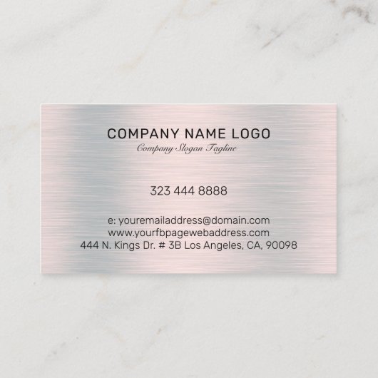 Zilvergrijs geborsteld faux aluminium visitekaartje (Achterkant)