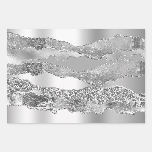 Zilvergrijs grijs glitter metallic folie chic inpakpapier vel (Voorkant 3)