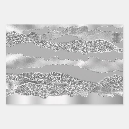 Zilvergrijs grijs glitter metallic folie chic inpakpapier vel (Voorkant 2)
