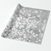 Zilvergrijs Grijs Glitter Wit  Bokeh Cadeaupapier (Uitgerold)
