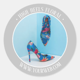 Zilvergrijs Hoge hakken bloemenproduct promotie Ronde Sticker