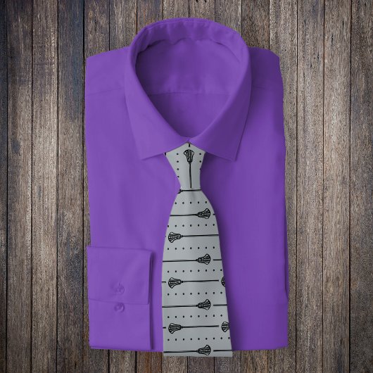 Zilvergrijs Lacrosse Zwart Sticks & Stippen Patroo Stropdas