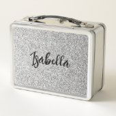 Zilvergrijs licht glitter fonkelt Custom name (Achterkant)