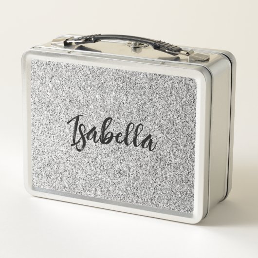 Zilvergrijs licht glitter fonkelt Custom name (Achterkant)