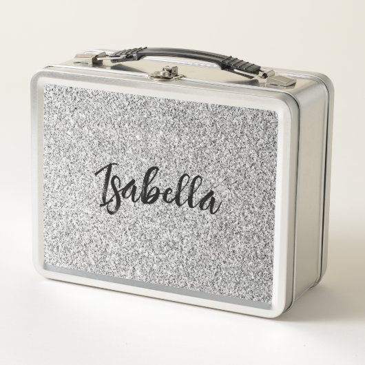 Zilvergrijs licht glitter fonkelt Custom name (Voorkant)