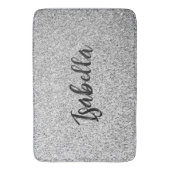 Zilvergrijs licht glitter fonkelt Custom name Badmat (Voorkant Verticaal)