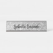 Zilvergrijs licht glitter fonkelt Custom name Bureau Naambordje (Voorkant)